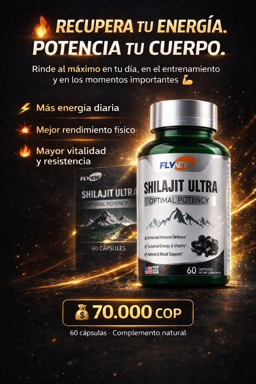 Shilajit 60X Power Max suplemento para potenciar  tu cuerpo