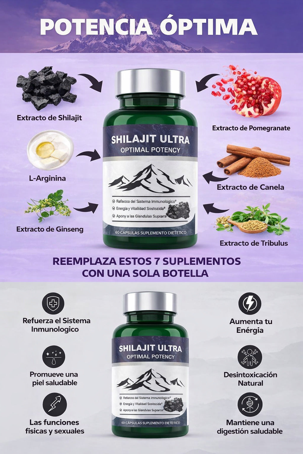Shilajit 60X Power Max suplemento para potenciar  tu cuerpo